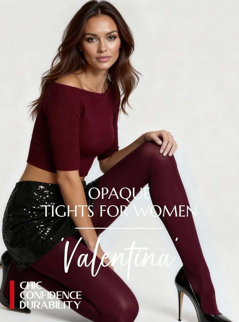 Mila Marutti Burgundy Tights for Women | Opaque Pantyhose - Burgundy, S - Image 2
